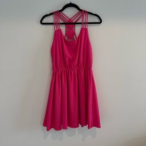 Altar’d State Pink Strappy Back Fit Flare Dress Medium Skater